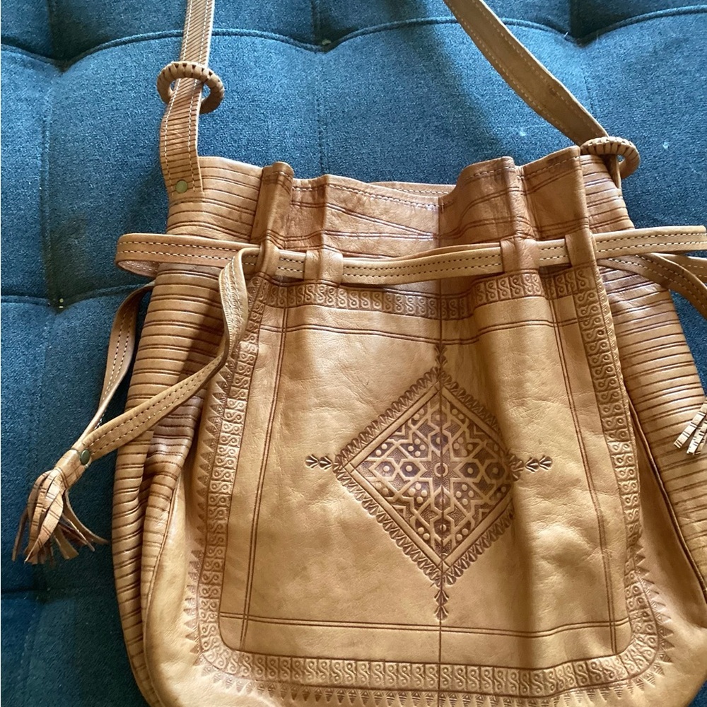 Handcrafted Tan Leather Totebag Purse - Picture 4 of 4